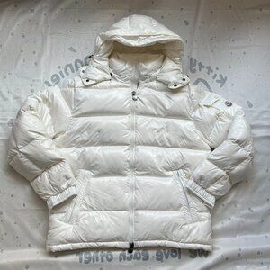 Moncler White Hooded Down Jacket
